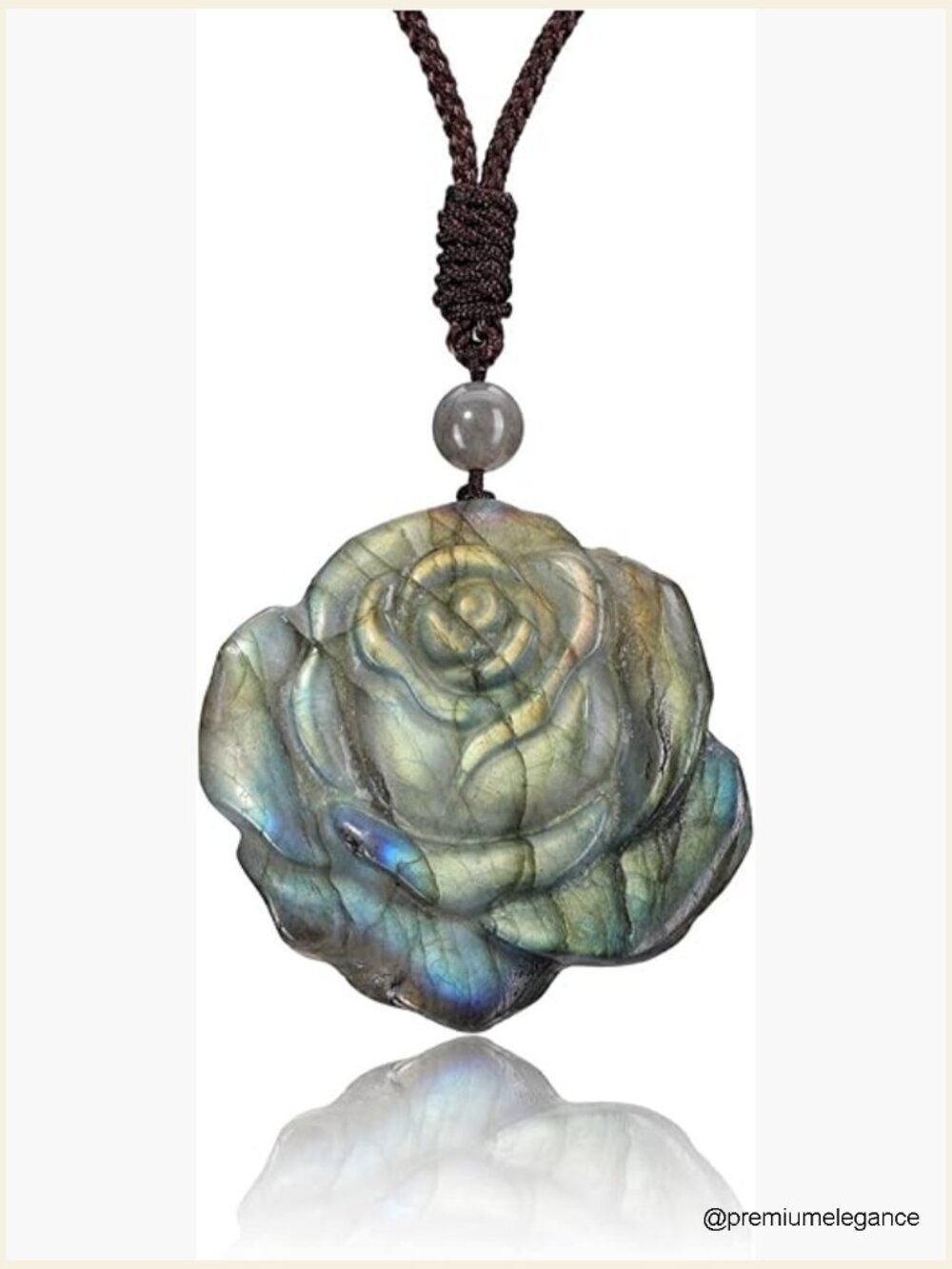 Labradorite Crystal Necklace Natural Gemstone Carved Moon Star Healing Pendant